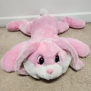 Dan Dee Jumbo Pink Laying Flat Bunny Rabbit Plush Pillow Stuffed Toy 25" Floppy